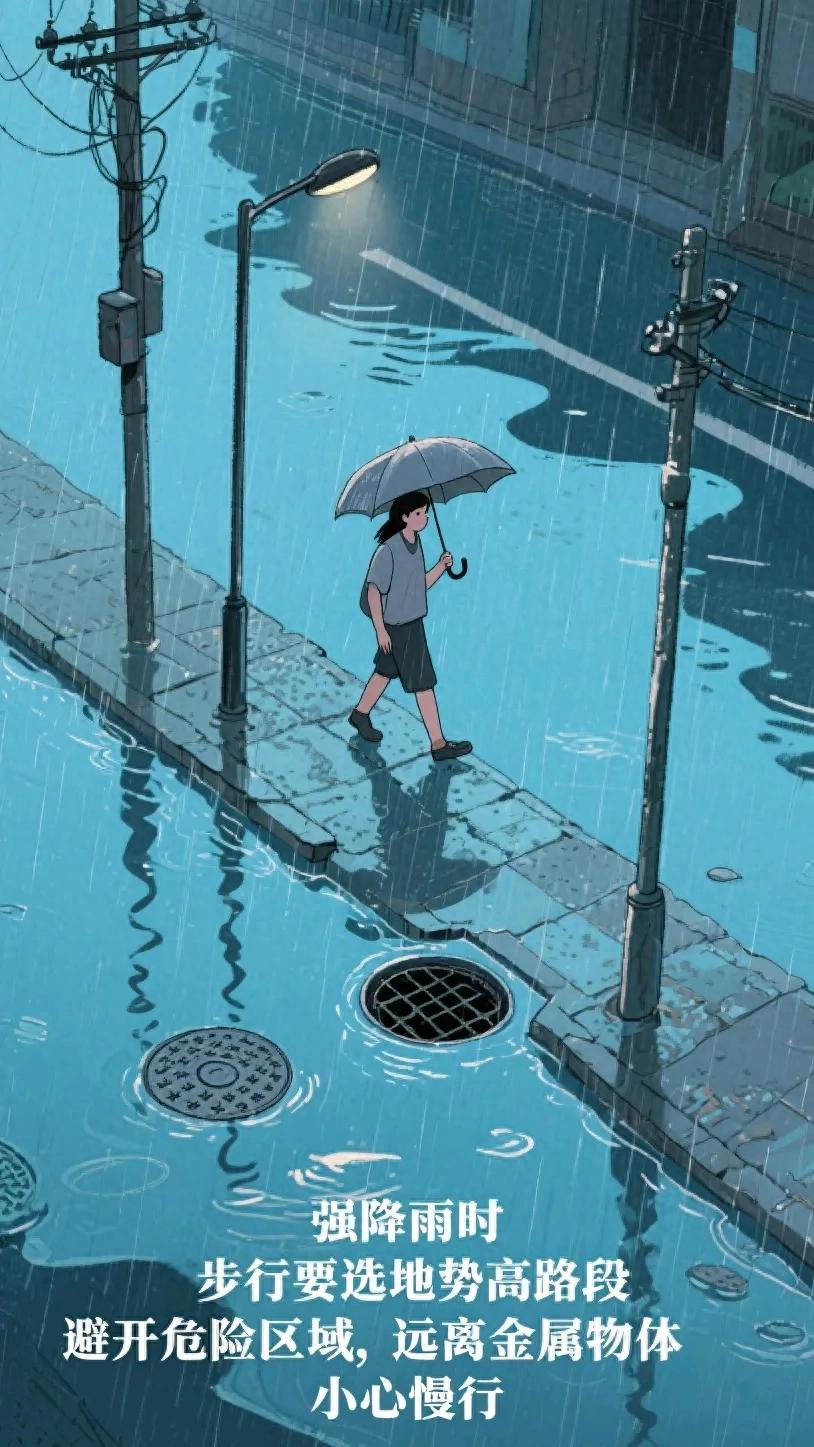 出行提示_强降雨出行安全提示_雨天步行注意事项