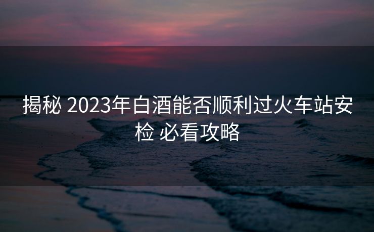 揭秘 2023年白酒能否顺利过火车站安检 必看攻略