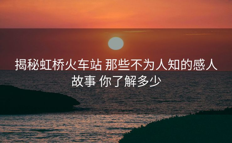 揭秘虹桥火车站 那些不为人知的感人故事 你了解多少
