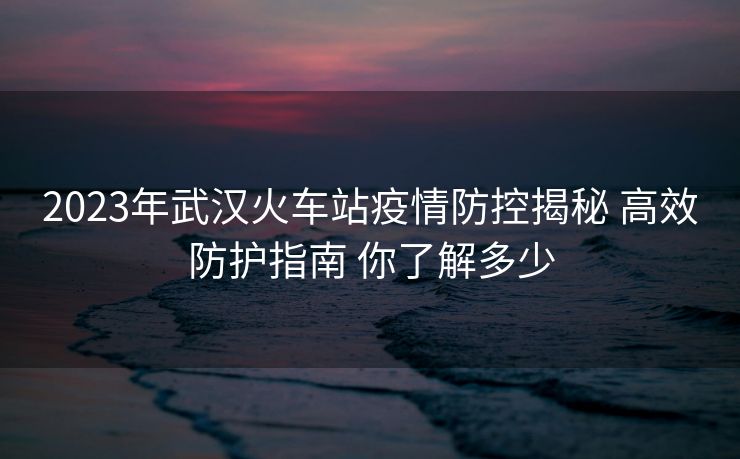 2023年武汉火车站疫情防控揭秘 高效防护指南 你了解多少